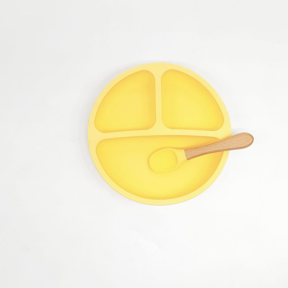 Factory wholesale food grade silicone complementary food bowl fork spoon saliva pocket 4-piece set grid plate children's tableware set