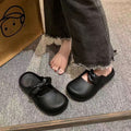 Bow-tie heeled slippers for women, perfect for summer wear. new 2024 style, these slip-on slippers are soft-soled, ideal for lounging at home or as stylish outdoor footwear