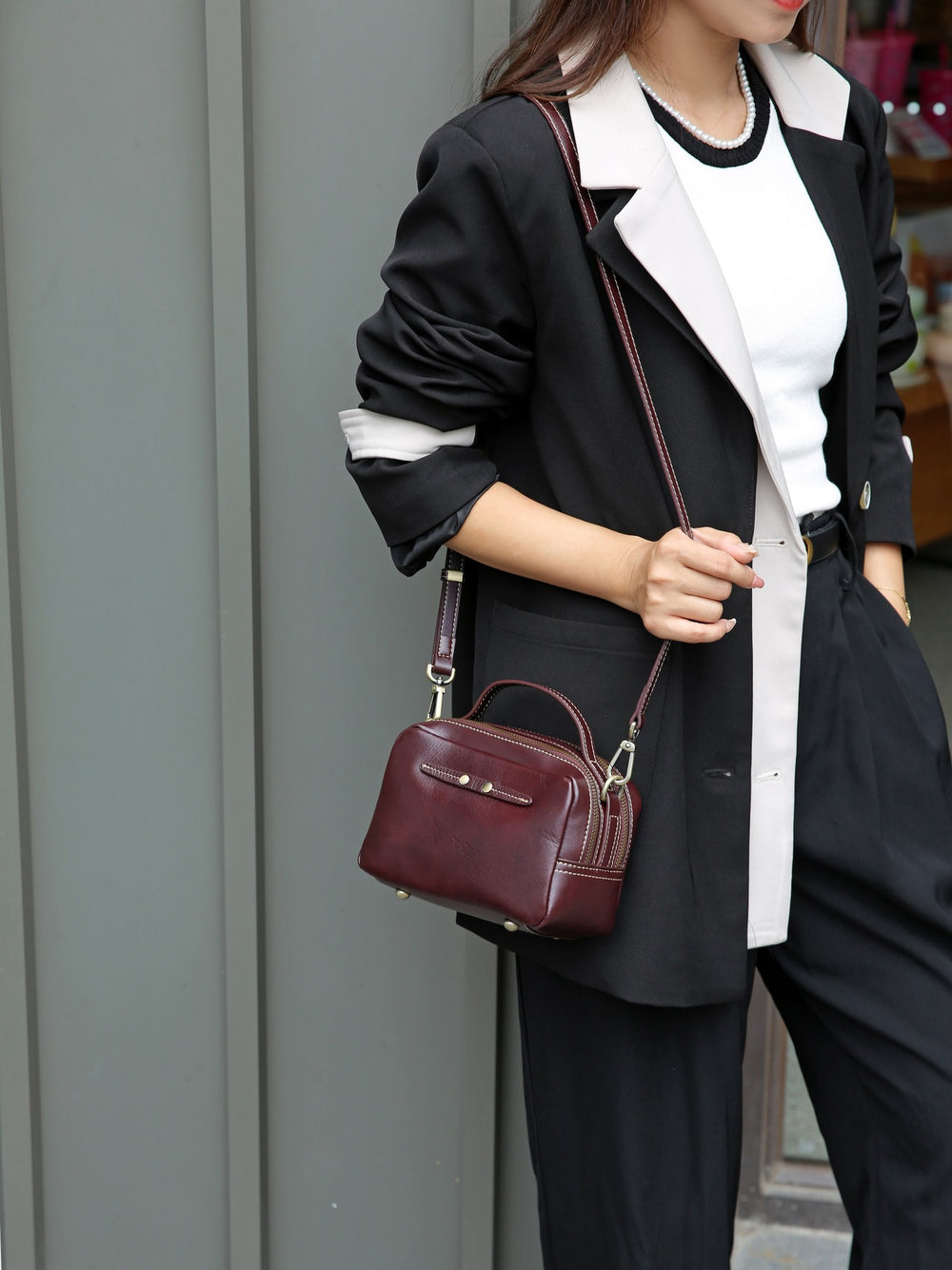 Genuine leather crossbody bag - 2024 spring/summer versatile fashion handbag - fresh & chic top grain cowhide premium small square bag