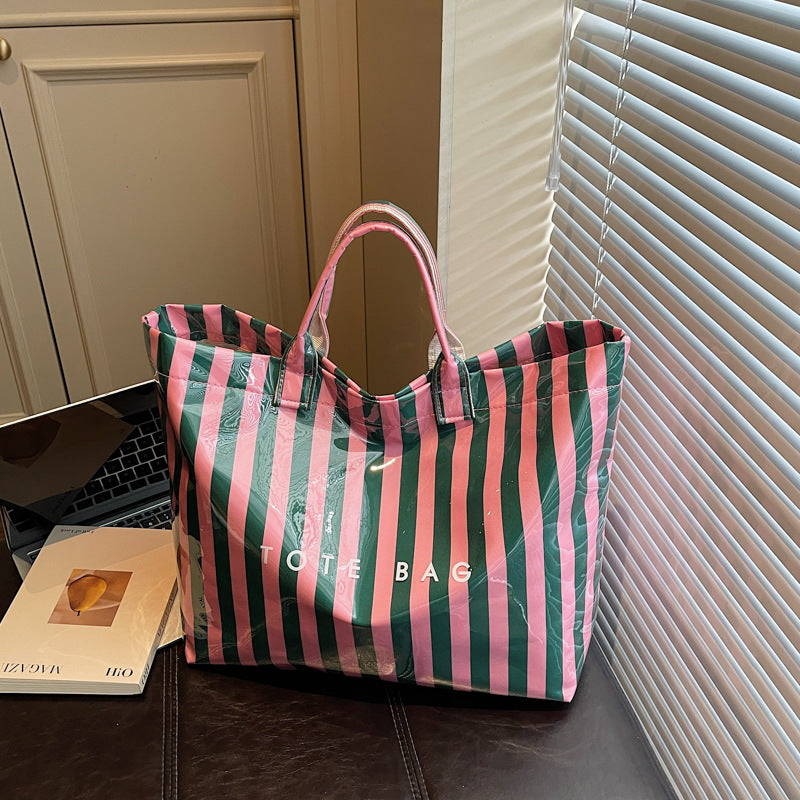 Printed letter large capacity tote bag - 2026 new spring trendy minimalist casual women's handbag tote