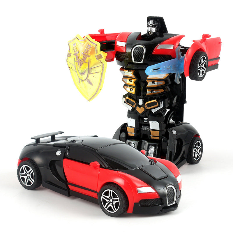Kids' impact-activated transforming inertia car - boys' toy, impact-transforming sports car, racing car - wholesale for night market, park, and street vendor goods
