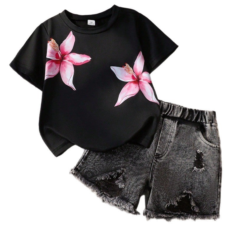 Kids clothing cross-border exclusive iexport fashionnew arrival children summer short-sleeved topsjeans