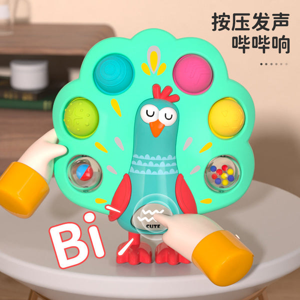 Cross Border Baby Children Peacock Press Bubble Music Hand Grab Cricket Baby Puzzle Finger Training Press Music Toys