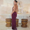 Women's foreign trade summer  new style halter neck sleeveless sexy maxi dress - ruched, slim-fit, open back, bodycon dress