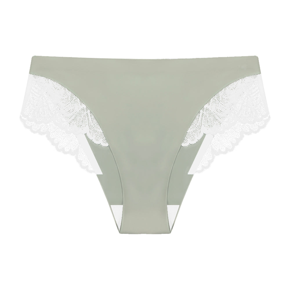 Exportfashion seamless ice silk women's low waist briefs sexylacepatchworkplaid breathable underwear women