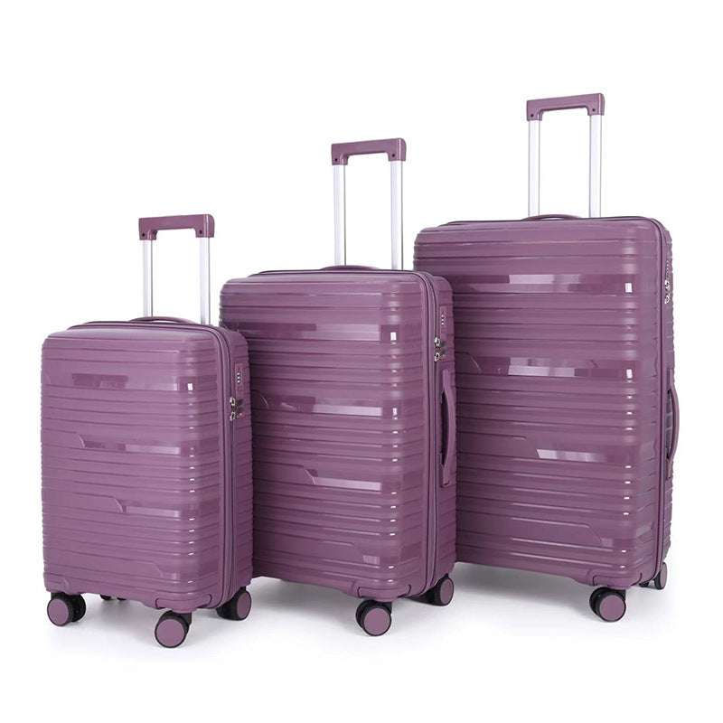 PP zipper box  set three sets of four trolley case sinking handle sinking lock color scheme explosion-proof rag factory wholesale