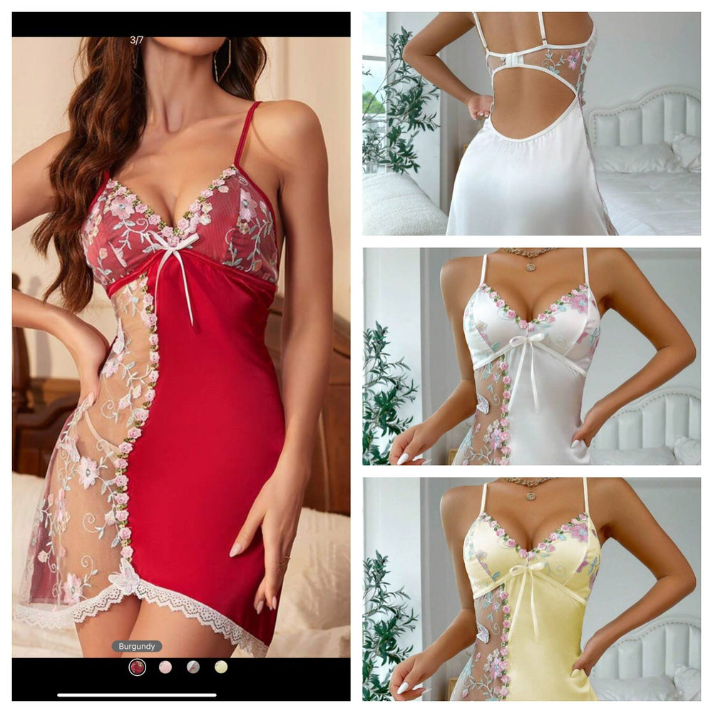 Midnight charm cross-border southeast asia european size export see-through lace lingerie babydoll nightgown sleepwear 3337