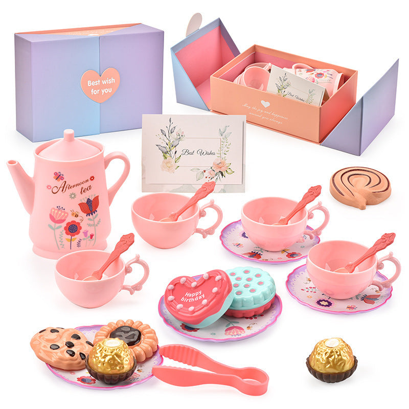 Cross-border export girl play house afternoon tea tea set simulation dessert cake coffee coffee break portable gift box