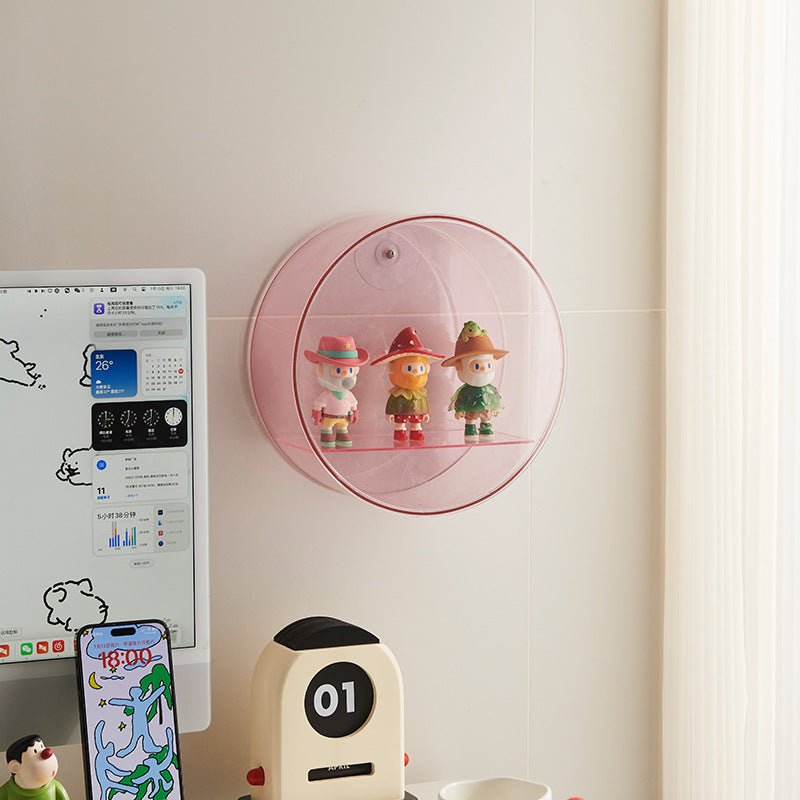 Round wall-mounted doll display box ins wind living room entrance tide play figure blind box storage box transparent display stand