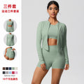 Cloud-soft quick-dry yoga activewear set: high-waisted, slim-fit pocket shorts for outdoor running and fitness