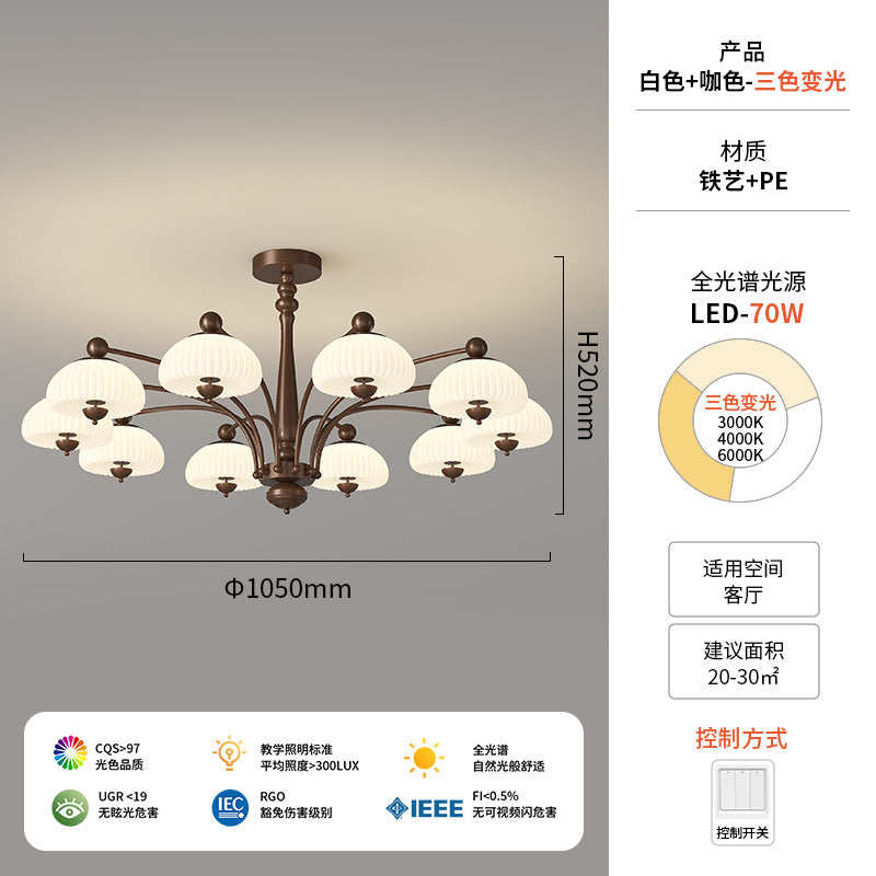 Vintage French medieval style living room chandelier bedroom study American 2025 new full spectrum eye protection hall lamps