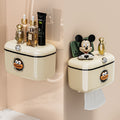 Bathroom sliding lid tissue box wall-mounted multi-functional towel storage rack punch-free waterproof roll paper storage box
