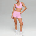 new arrival push-up bubble wrap belt chest pad running sports intimates bra high waist three-quarter shorts yoga suit