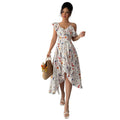 listing: new  women's original elegant summer asymmetrical sleeve v-neck dress