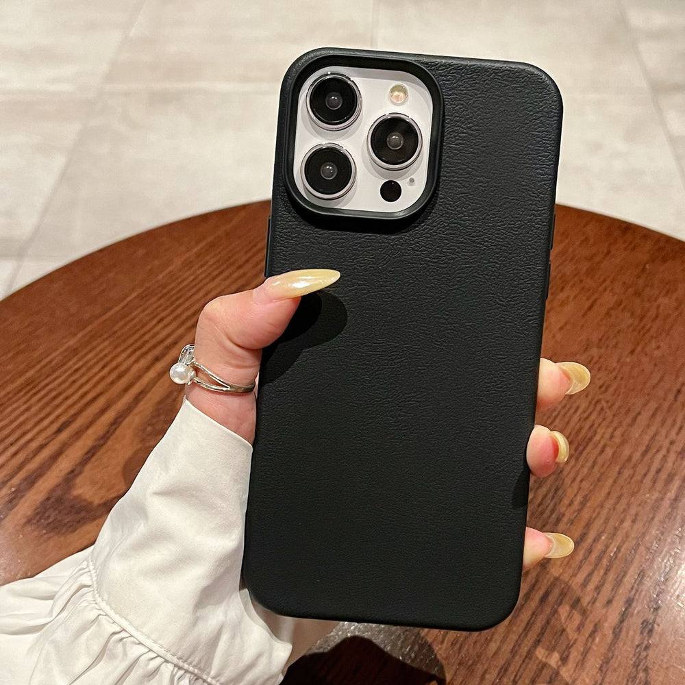Suitable for apple 16promax leather texture simple pure color mobile phone case iphone11/13 anti-fall tpu protective cover