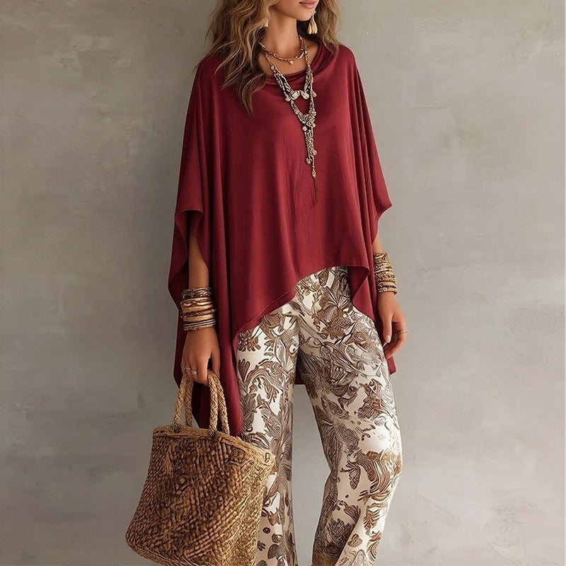 summer new arrivals: women's fashion - european & american export style - trendy vacation vibes - solid color batwing sleeve loose top