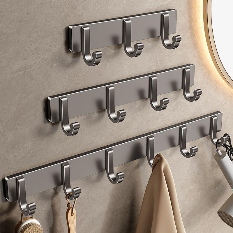 No-drill adhesive clothes hangers, wall-mounted hooks, self-adhesive hooks for entryways, bathroom damage-free hooks