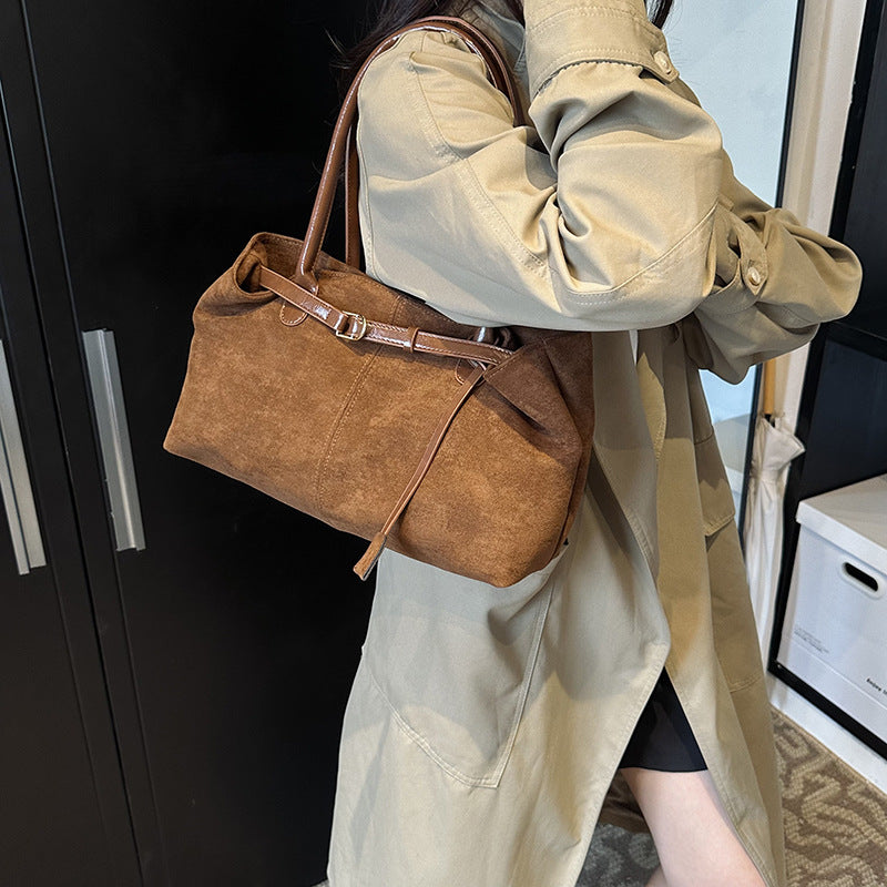 Retro fashion tote bag women's 2025 autumn and winter new large-capacity casual shoulder bag premium underarm bag