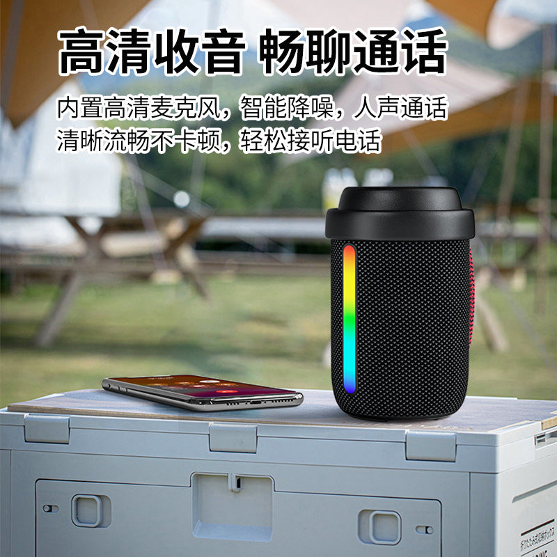 New wireless bluetooth speaker with rgb lighting, portable waterproof mini speaker, ambient light, rotating design, and enhanced volume