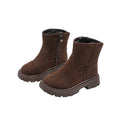 Vancahao children's double-sided fleece ankle boots,  autumn new korean style girls' british vintage martin boots
