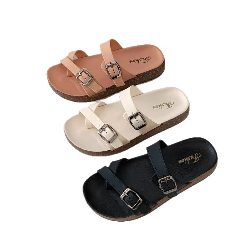 2026 flip-flops new arrivalk-styleretroeasiest for matchflats one-line slippers outwearcasual beach flip-flops women