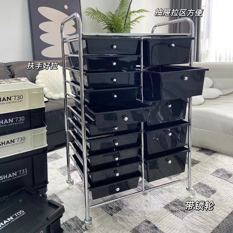Multi-tiered storage cabinet with drawers - versatile organizer for home, space-saving, black