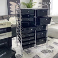 Multi-tiered storage cabinet with drawers - versatile organizer for home, space-saving, black