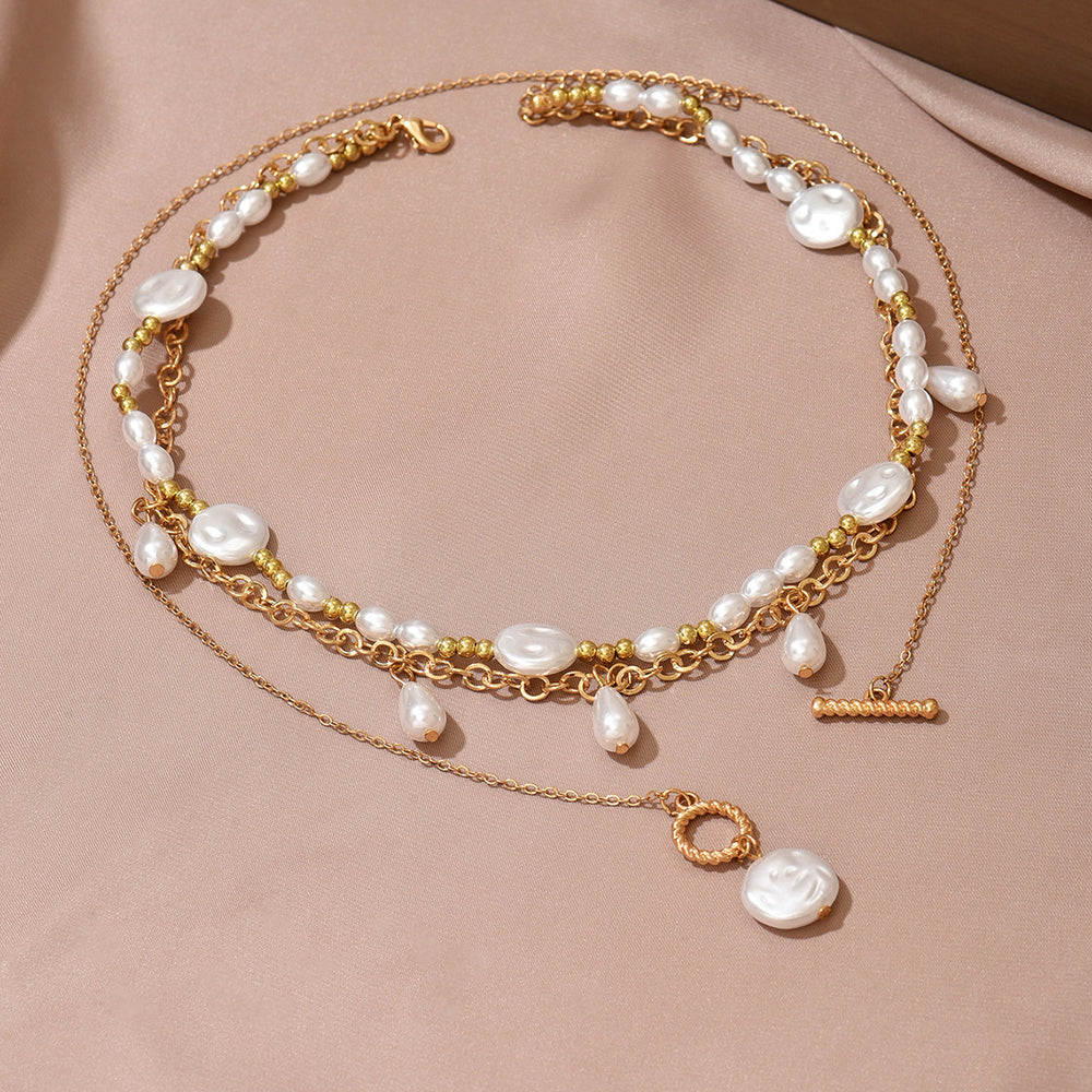Pearl sweater chain wholesale european and american cross-border light luxury high-end necklace women's french retro stacked long clavicle chain