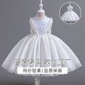 Children's fashionable european and american style mesh tutu dress - sleeveless flower girl dress for piano recitals and runway shows