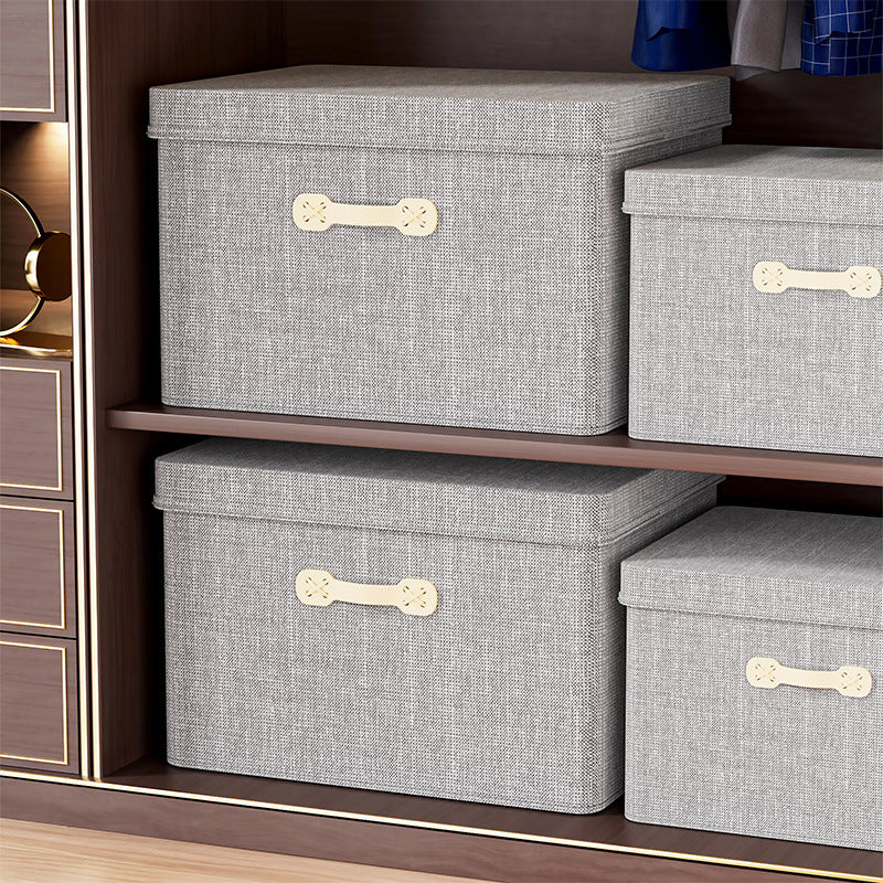 Large clothes storage box, household wardrobe, clothing finishing box, large capacity layered folding, covered storage box.