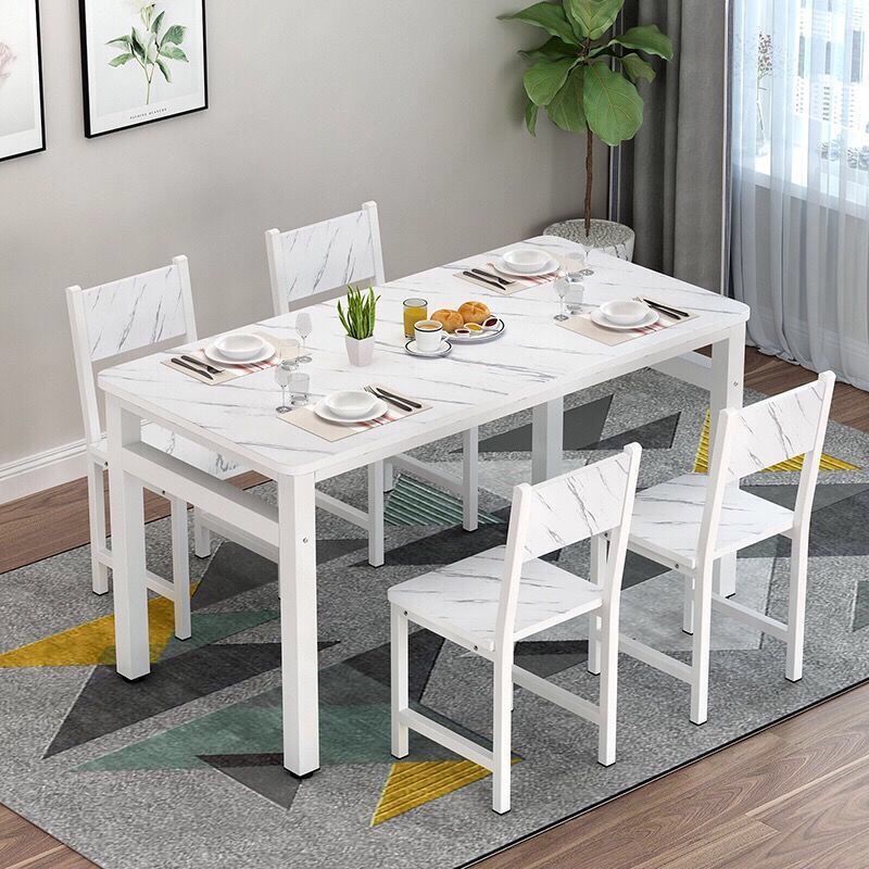 Fast food restaurant rectangular table and chair set, modern minimalist dining table, 4-6 person snack shop breakfast restaurant table