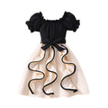 Girls' dress for toddlers and young children, wavy hem corset-top short sleeve dress