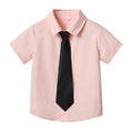 Boys' cotton shirt - korean style, new spring/summer trendy design with tie, baby white, stylish preppy school style boys' shirt