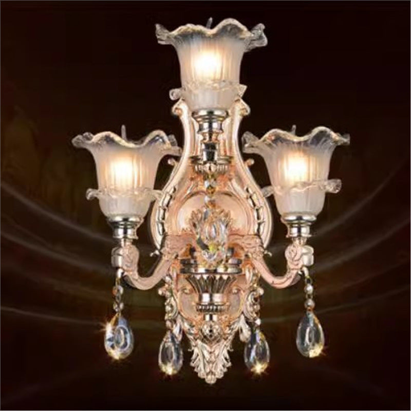 Three-head european style wall sconce - bedroom bedside lamp, wall-mounted living room background lighting, led corridor new arrival aisle fixture