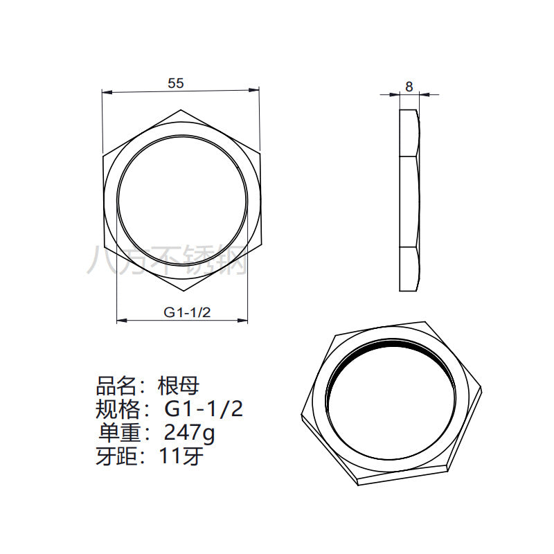 304 stainless steel root nut hexagonal thin nut and cap locking nut ultra-fine tooth thin nut imperial pipe thread