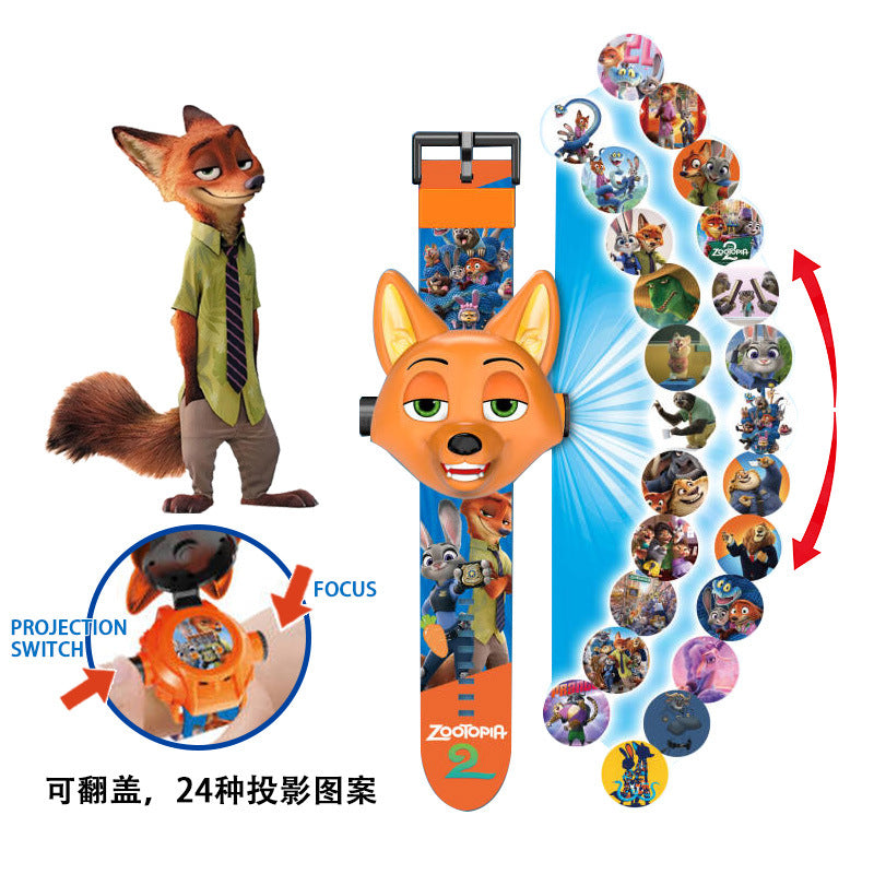 Bestselling zootopia kids' watch - judy hopps & nick wilde 24 pattern projection electronic watch - children's cartoon educational toy