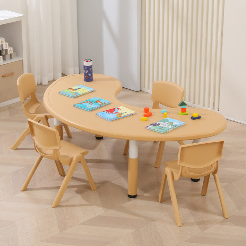 Children's table and chair set Kindergarten table and chair Baby painting game learning desk Plastic lifting moon creative table