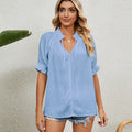 fashion cross-border trade  new independent station lace-up princess sleeve pleated chiffon top for women