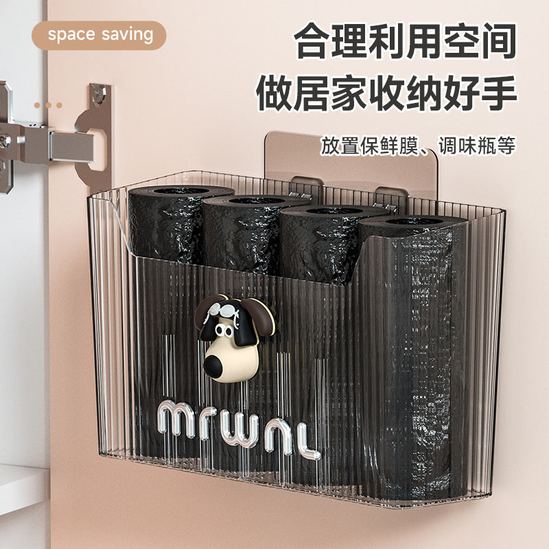 Garbage bag storage handy gadget large capacity kitchen cabinet door wall-mounted garbage bag storage rack plastic bag extraction box