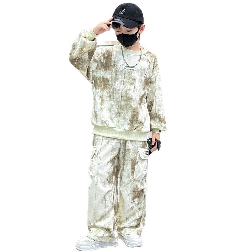 Boys' fall outfit set  new style: stylish tracksuit for older boys, autumn/spring fashionable sweatshirt for kids