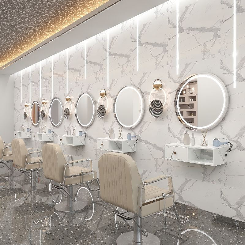 Influencer-approved barber shop mirror table, salon wall-mounted minimalist hairdressing mirror, touch-control led hairdressing mirror
