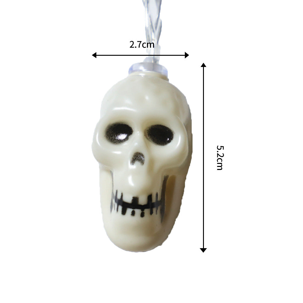 22 Cross-border new LED skull light string Halloween ghost festival atmosphere decoration battery box skull LED light string