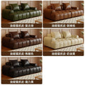 Retro style cat scratch oil wax leather puff sofa living room for home small apartment apartment straight row american square sofa