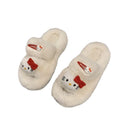 Women's fuzzy slippers - 2024 new fashion, versatile, cute, trendy, thick-soled, non-slip, home cotton slippers, thong sandals