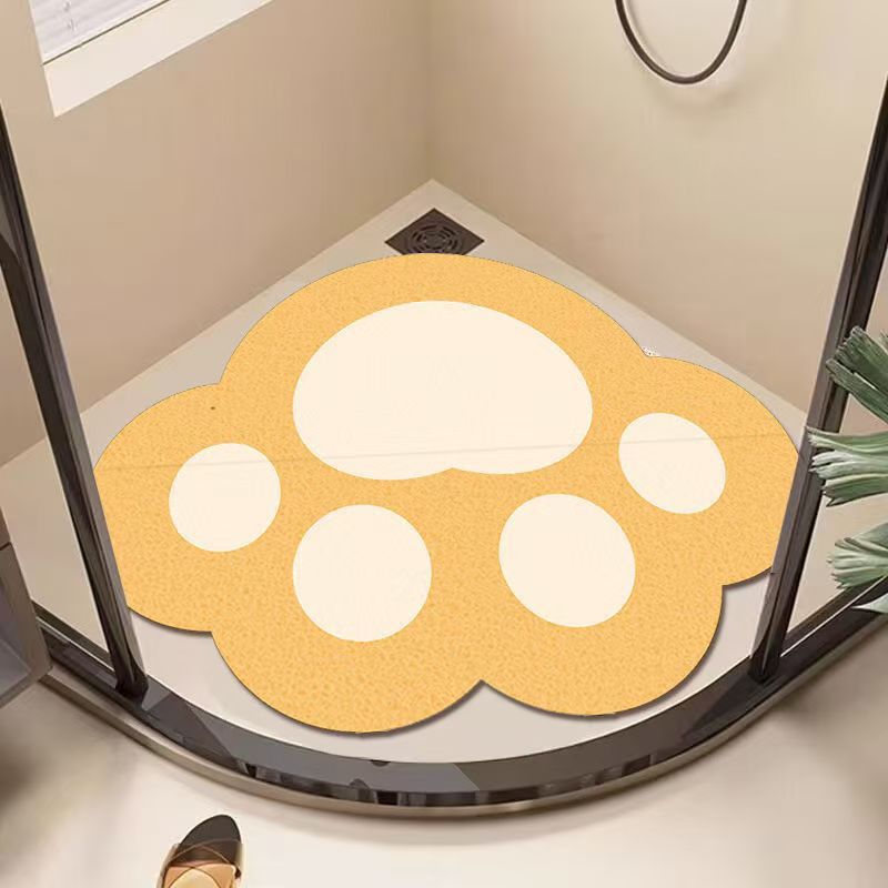 Cartoon cat paw bathroom non-slip mat - hollow silk loop rug for bathroom, shower, and bathrooms - anti-slip shower mat