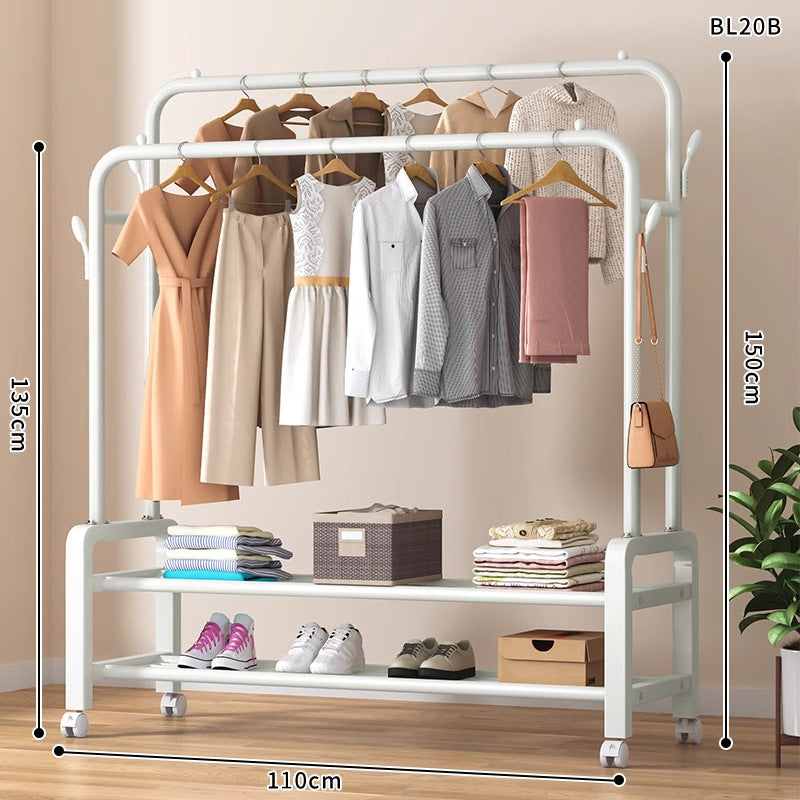 Clothes hanger floor-standing bedroom for home double-pole clothes drying rack clothes rack indoor clothes coat rack thickened balcony clothes pole