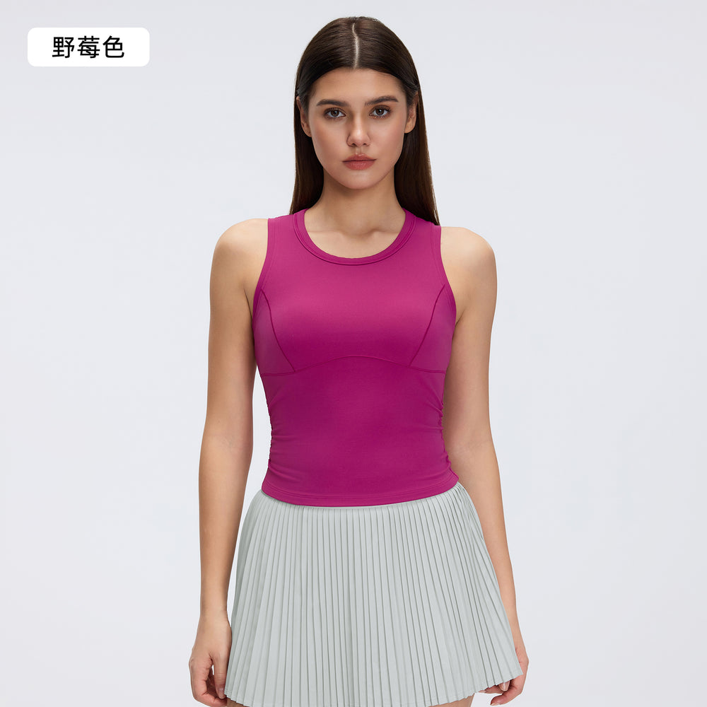Sleeveless sports vest women's tight slimming look running training yoga clothes free to wear bra fitness clothes topsd26003