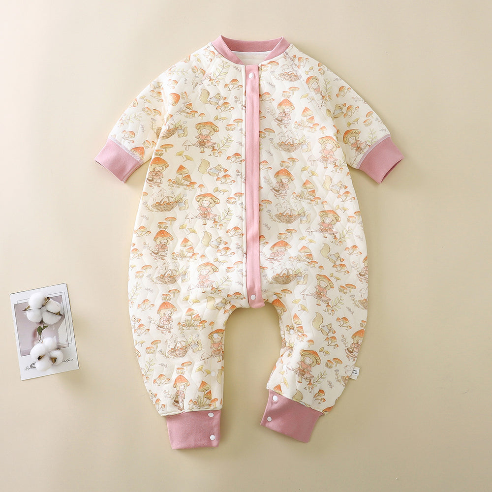 Kids sleeping bag fall and winter style quilted split-leg zipper sleeping bag baby pure cotton type a romper infant anti-kick quilt