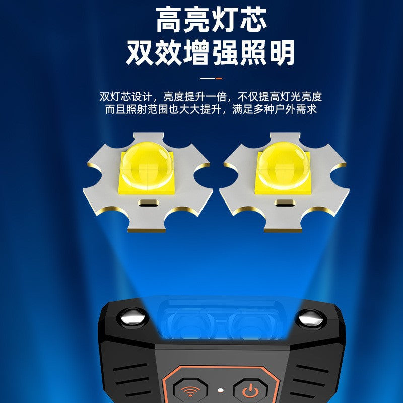 Mini Multifunctional Double Light Flashlight Life Waterproof Compact Lightweight Cycle Charging Outdoor Camping Strong Light Long Distance Shot