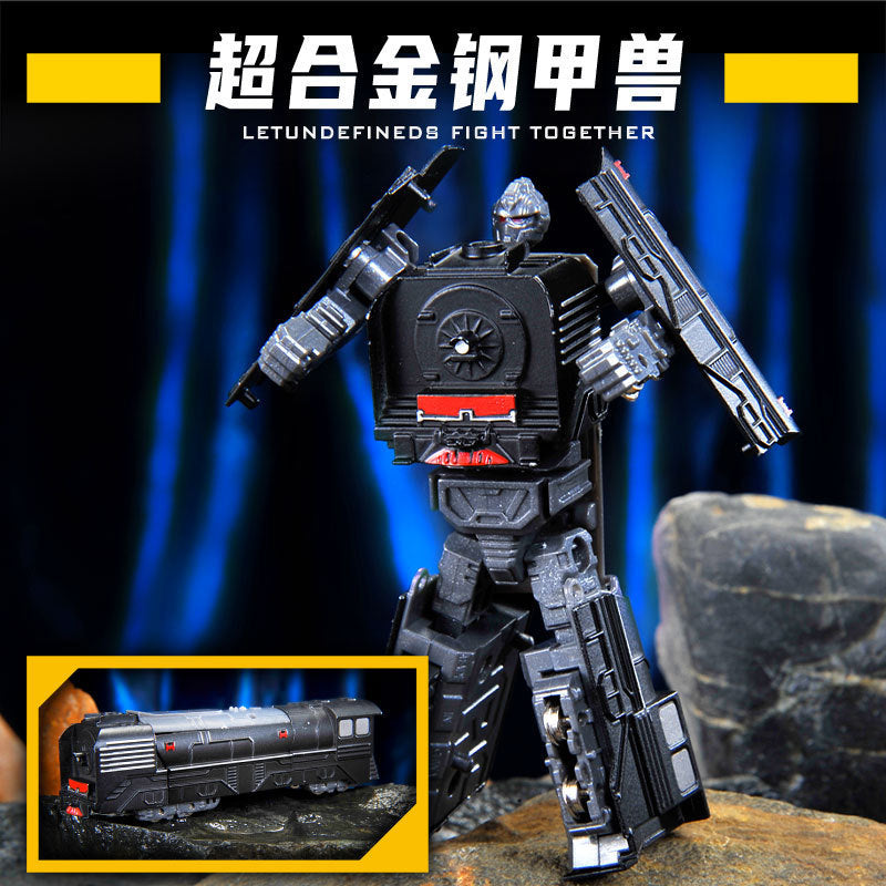 Kids puzzle mini robot toy boy retro moving train combined deformation dinosaur engineering vehicle steel armor beast